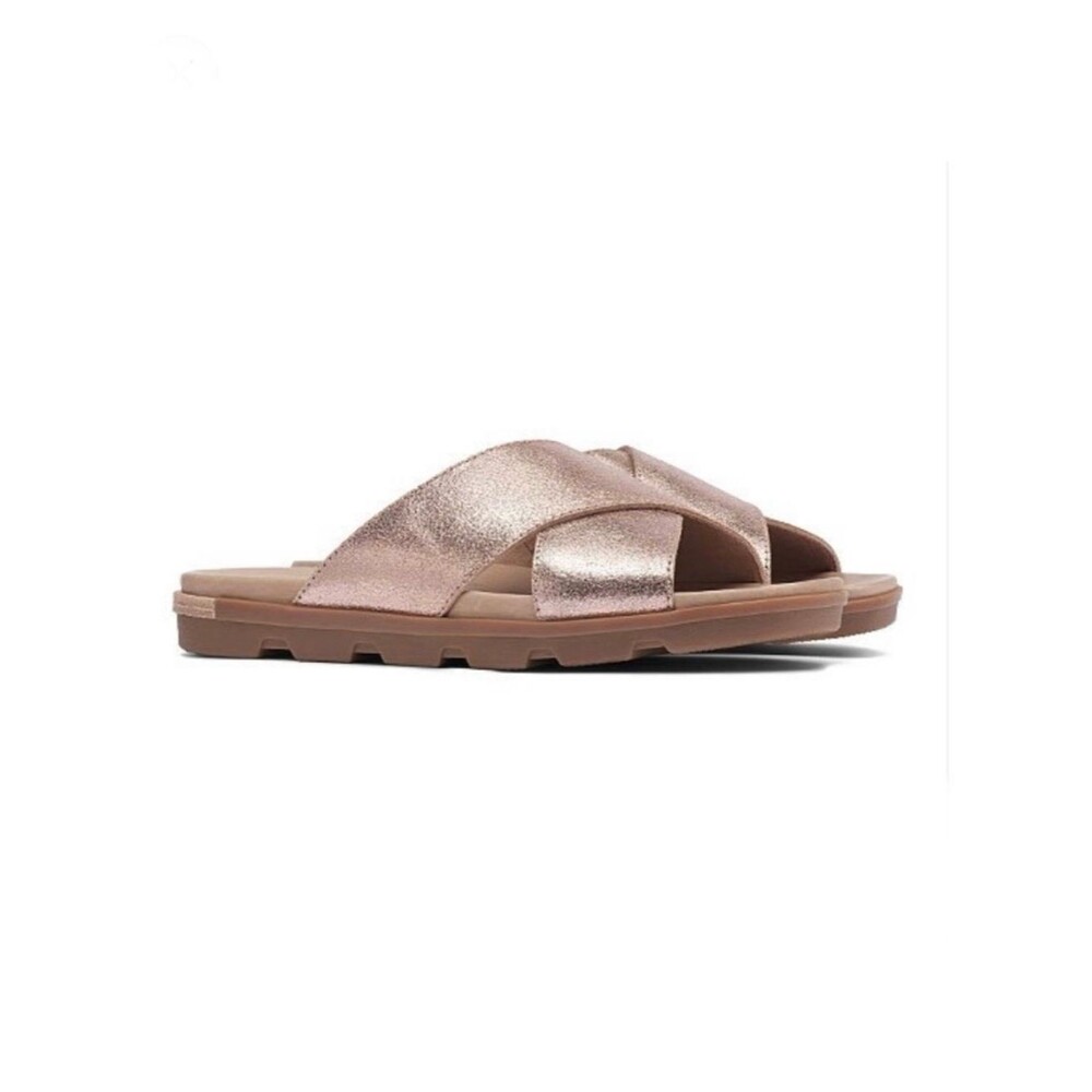Sorel Gemma Slides Open Toe in Natural Tan / Rose Gold Size 8.5
